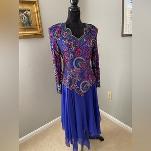 Beaded blue handkerchief dress